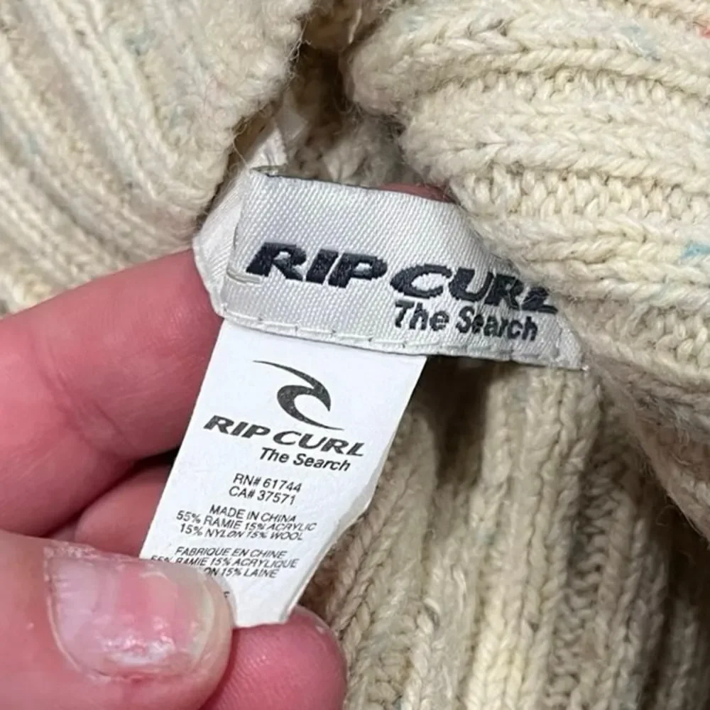 Rip Curl The Search Toddler Girls Cable Knit Beanie Ramie Wool Blend Ivory OS